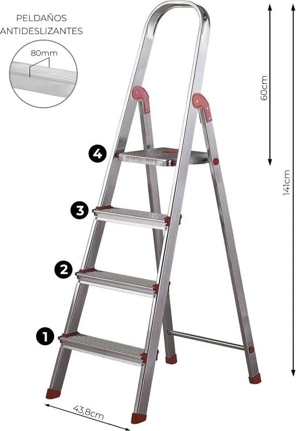 Fém háztartási létra 141 cm Unica – Rolser
