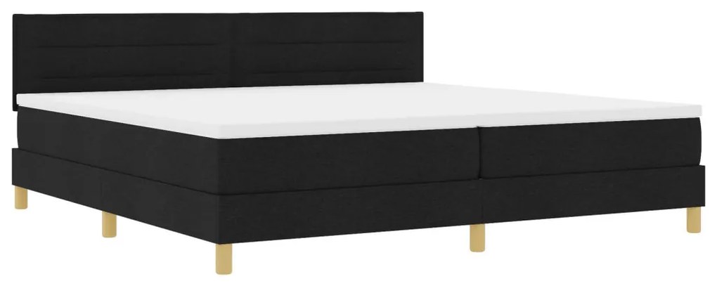 Box Spring Ágy Matraccal Fekete 200x200 cm Szövet