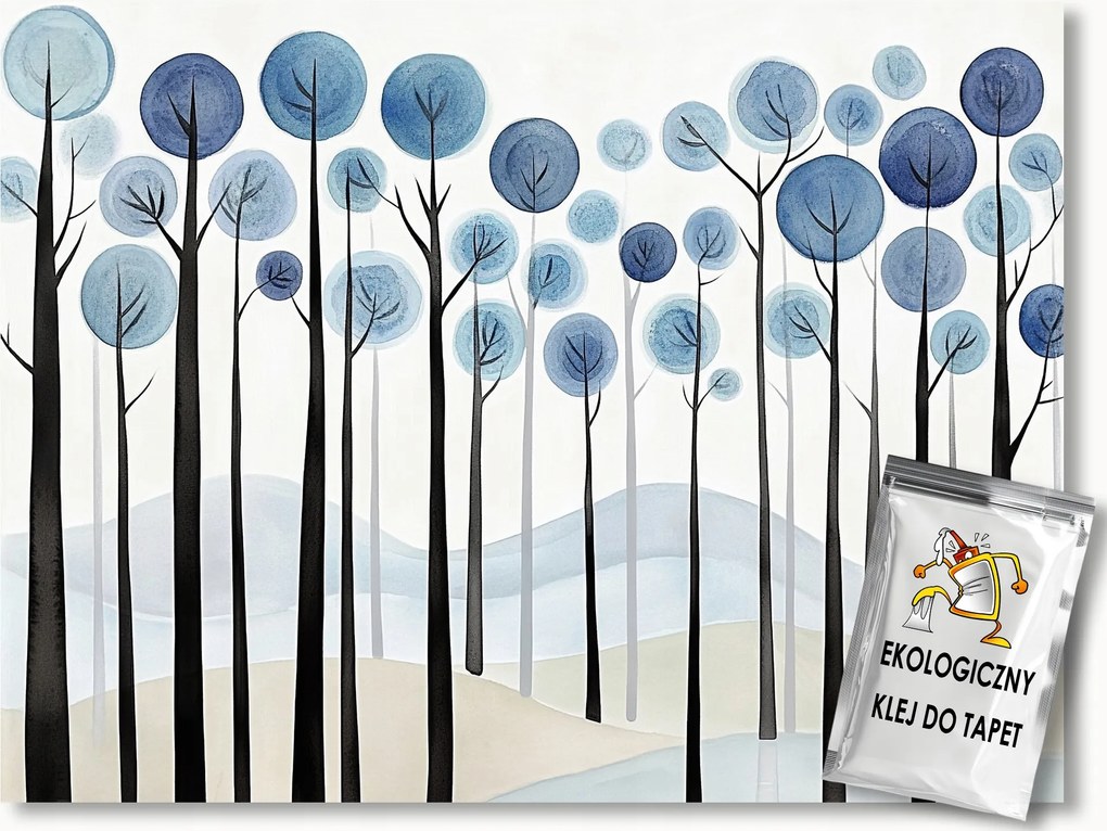 Fotótapéta Flizelina Absztrakt Grafika Kék Erdő Fák 100x75 ragasztó