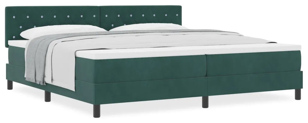Boxspring Ágy Matrac Közepes Zöld 200x200 cm Velúr