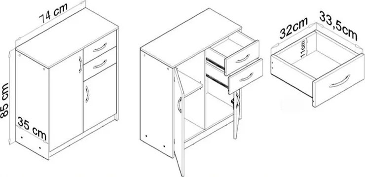 Komód 60x41x89cm KD05