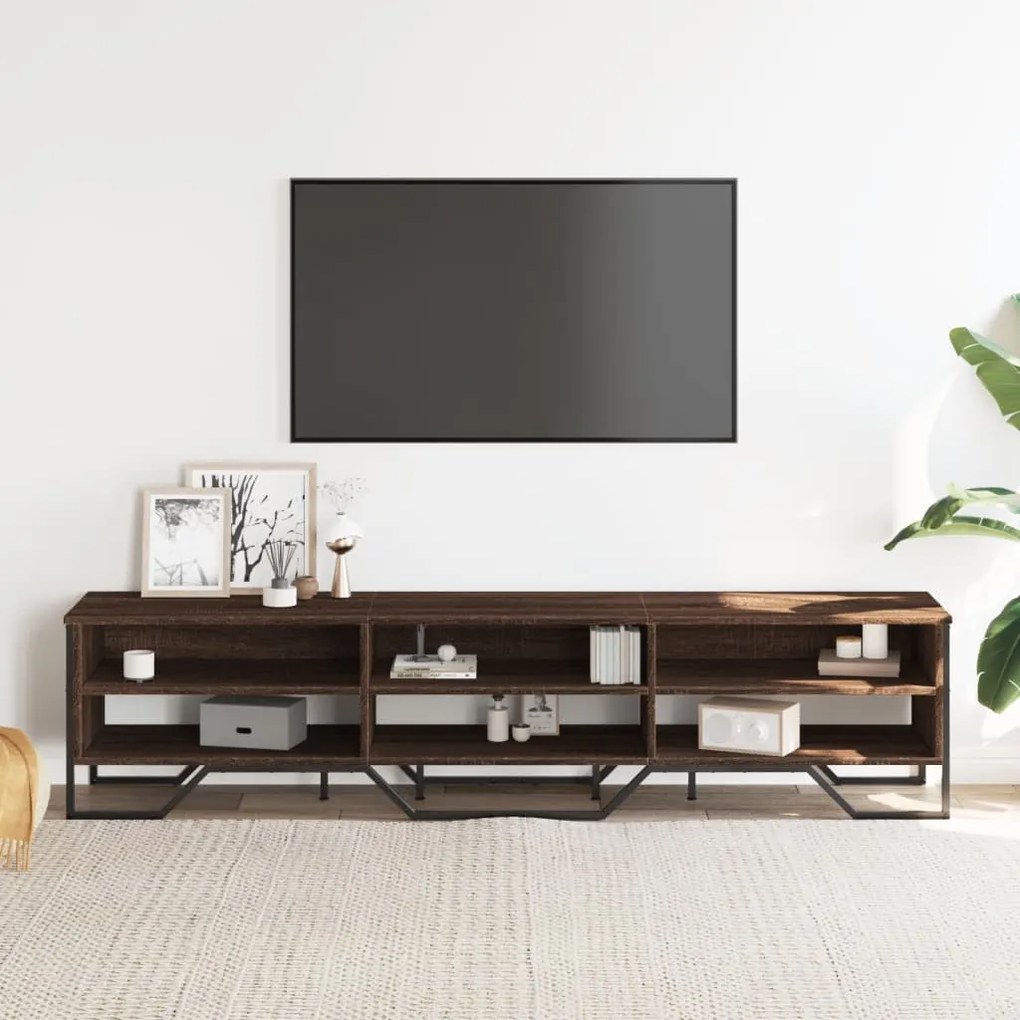 barna tölgyszínű szerelt fa TV-szekrény 180 x 34 x 41 cm
