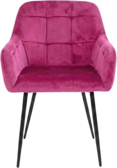 Sötét rózsaszín LOREN VELVET étkezőszék fekete lábakkal