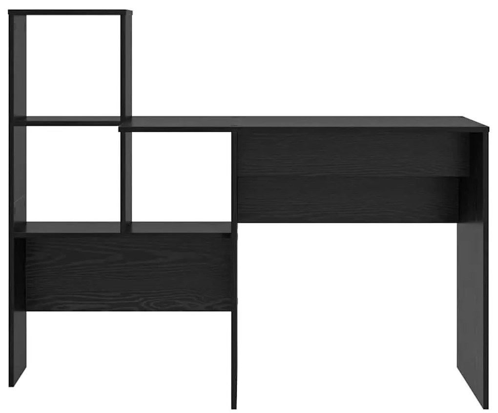 Asztal polcokkal Musta tammi 131.5 x 50 x 106.5 cm Faanyag