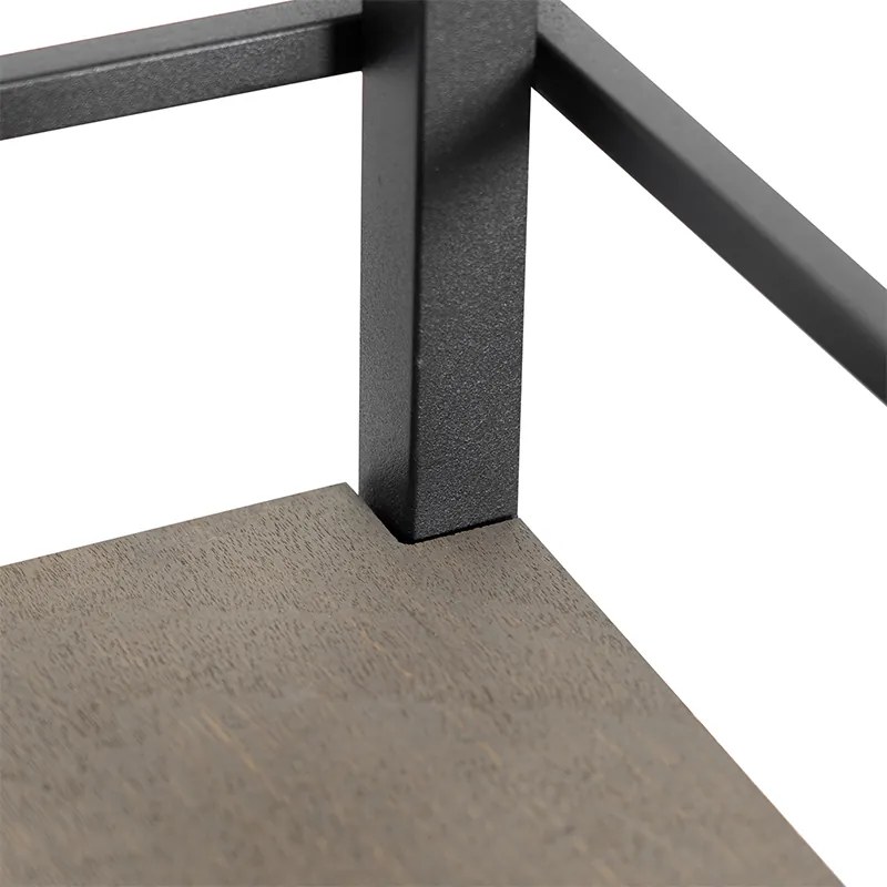 Ipari állólámpa fekete fával - Cage Rack