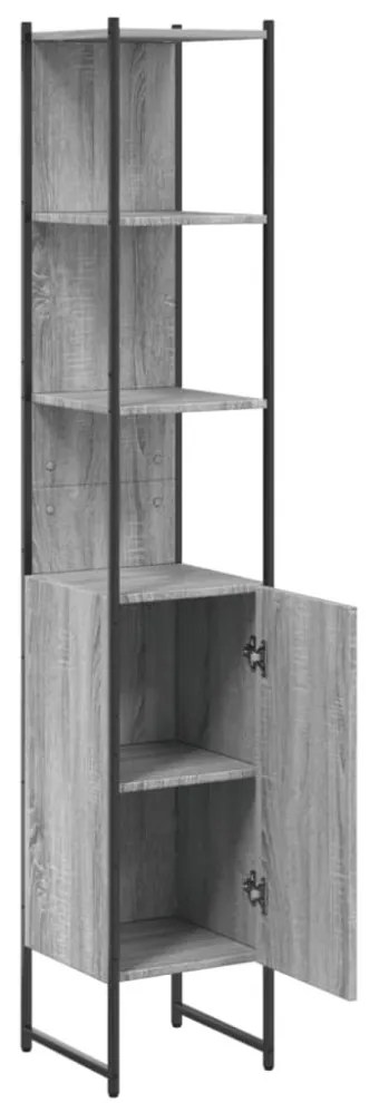 szürke sonoma színű szerelt fa fürdőszobaszekrény 33x33x185,5cm