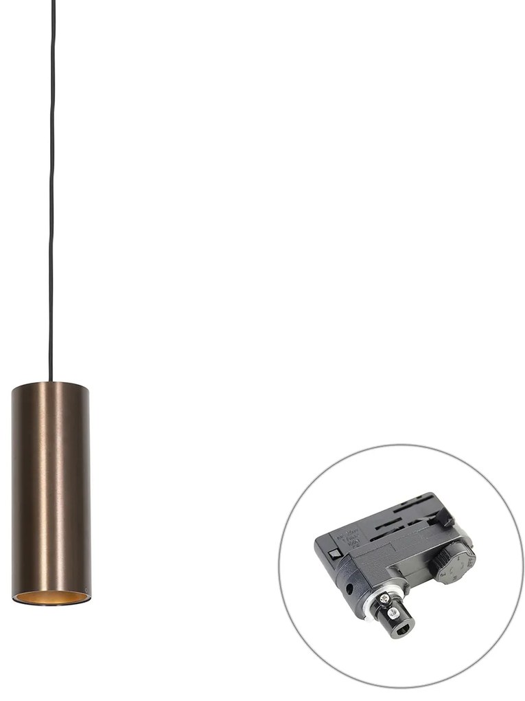 Design függőlámpa sötét bronz színben, sínadapterrel, 3 fázisú - 3 fázisú Tubo