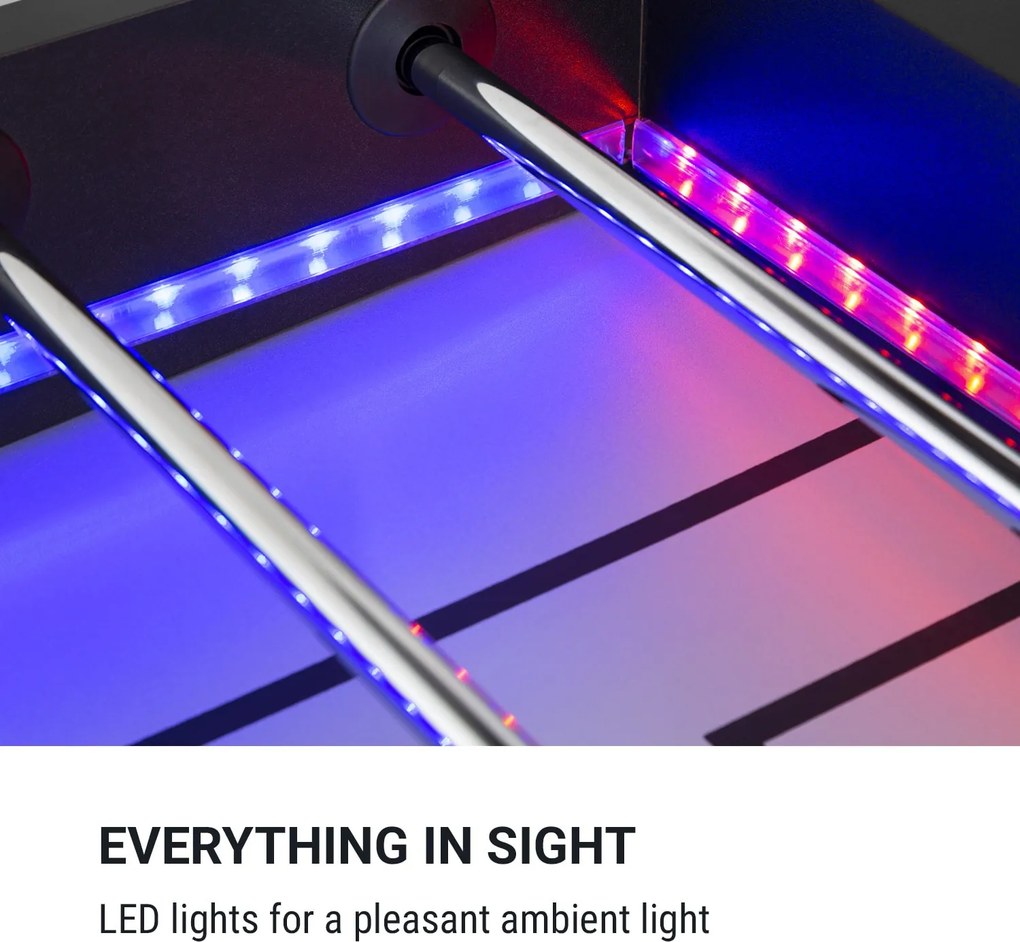 KLARFIT Arrowhead, asztali foci, 117 x 68, LED megvilágítás, automatikus gólszámláló, fekete
