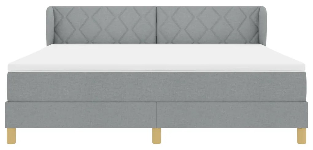 Boxspring Ágy Matrac Készlettel - Világosszürke, 180x200 cm, Szövet
