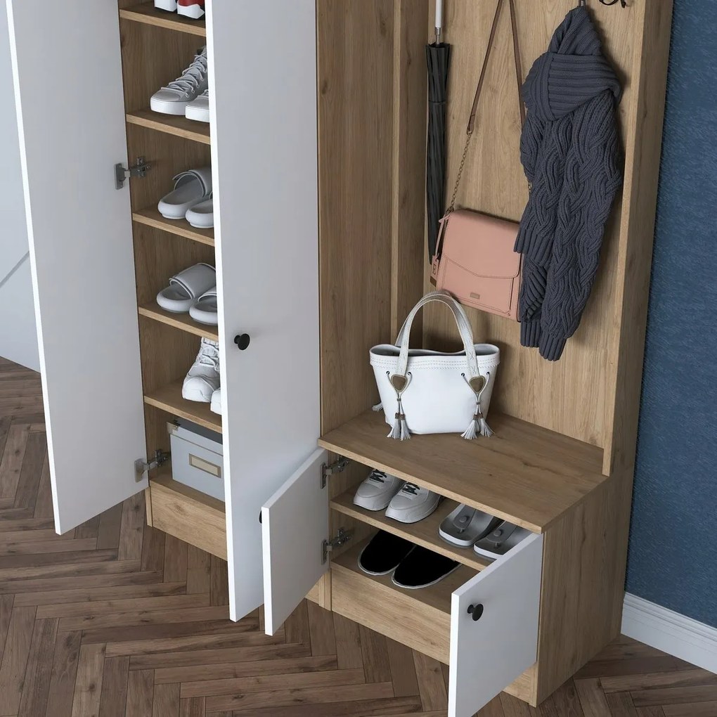 Előszoba szett Pone White and Walnut II