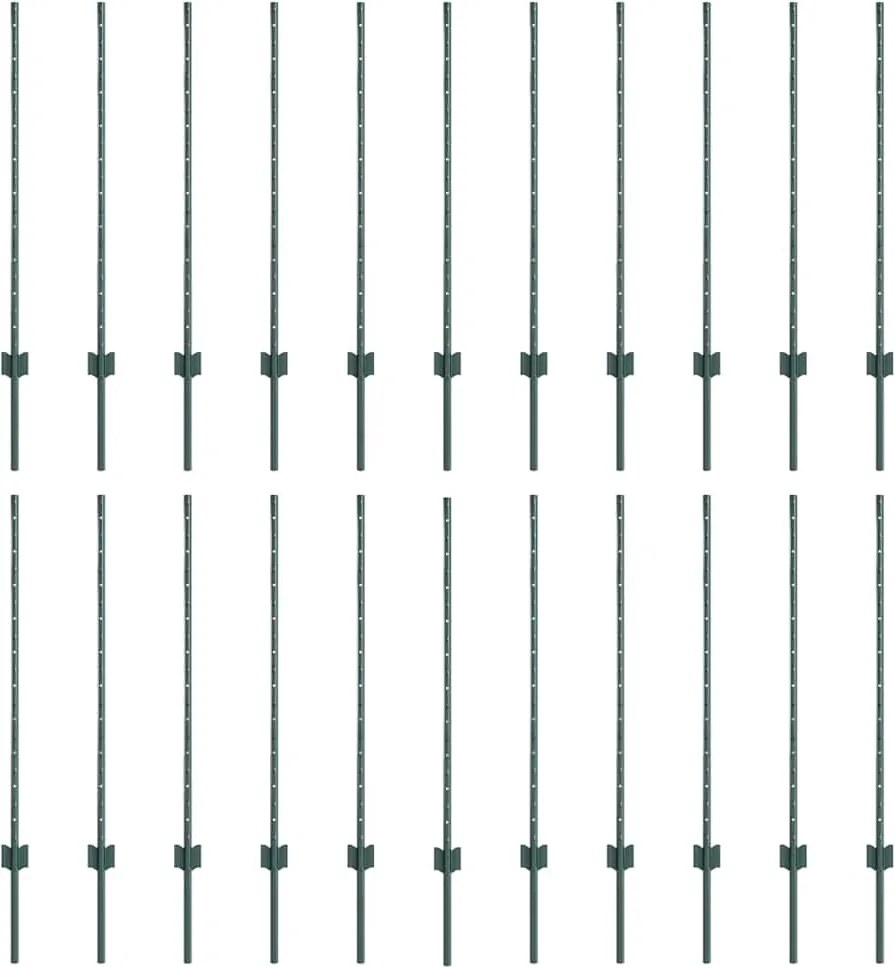 vidaXL Kerítésoszlop 22 pcs Zöld 140 cm Acél