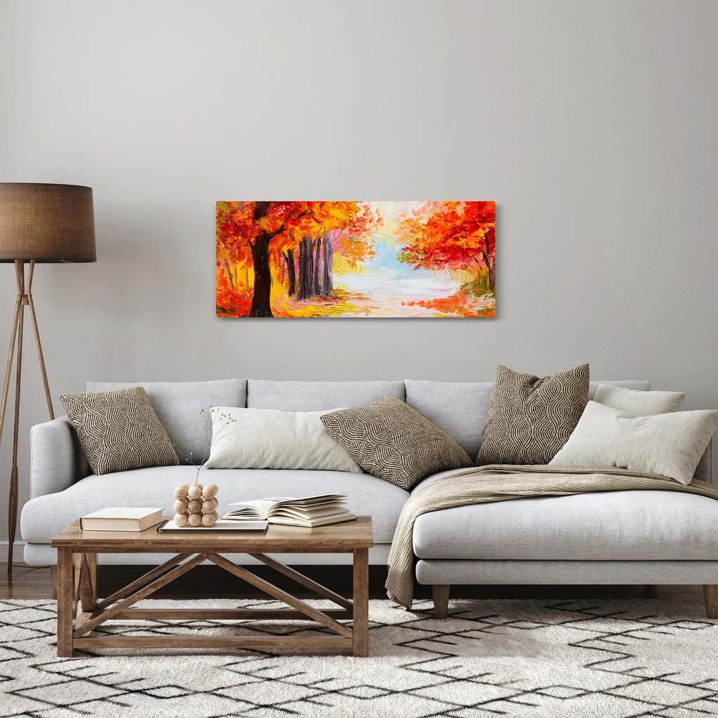 Kép - olajfestmény, színes ősz (120x50 cm)