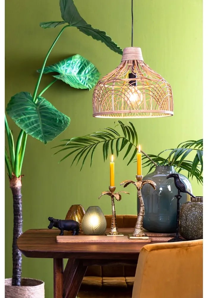 Natúr színű mennyezeti lámpa rattan búrával ø 42 cm Pocita – Light & Living