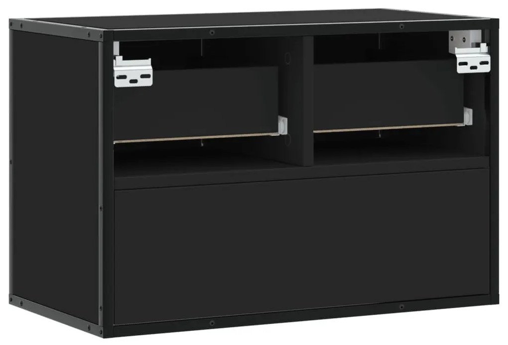 fekete szerelt fa és fém TV-szekrény 60 x 31 x 39,5 cm