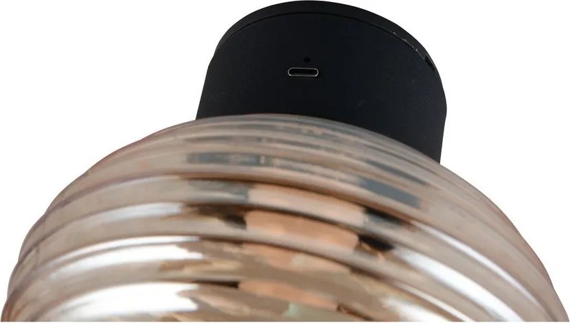 Borostyán színű USB üveg LED fali lámpa ø 15,5 cm Earl – Reality