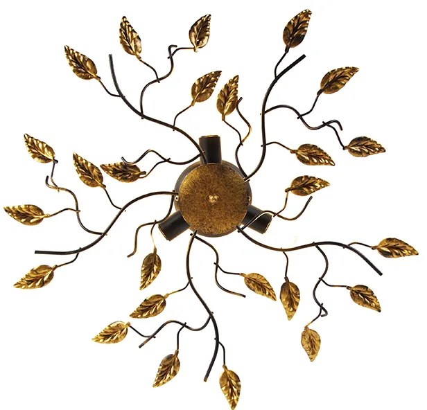 Vintage mennyezeti lámpa fekete arannyal 50 cm 3 lámpás - Foglie