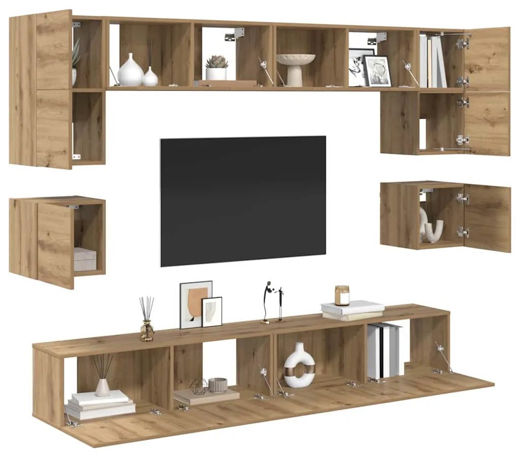 TV szekrény garnitúra 8 pcs kézműves tölgy 100 x 30 x 30 cm