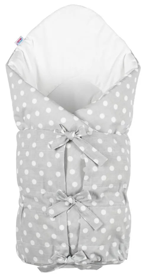 Klasszikus megkötős pólya New Baby szürke pöttyös