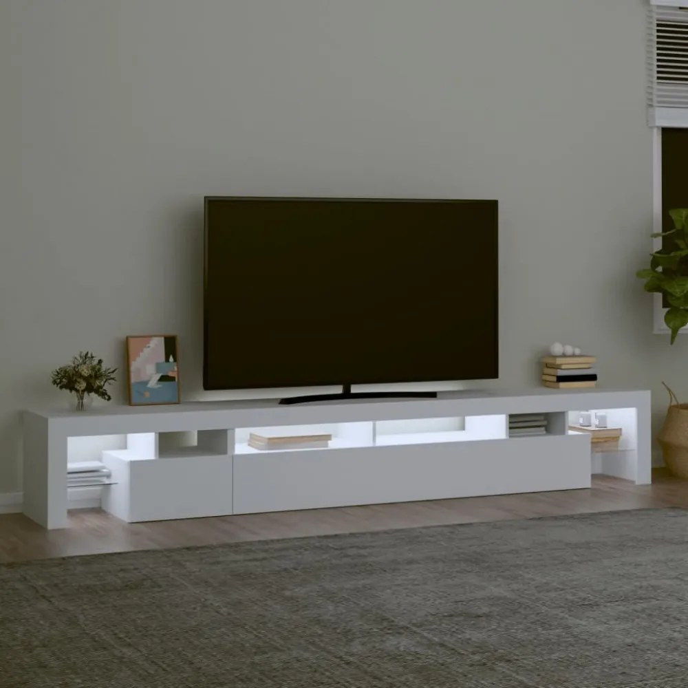 fehér TV-szekrény LED-lámpákkal 260x36,5x40 cm