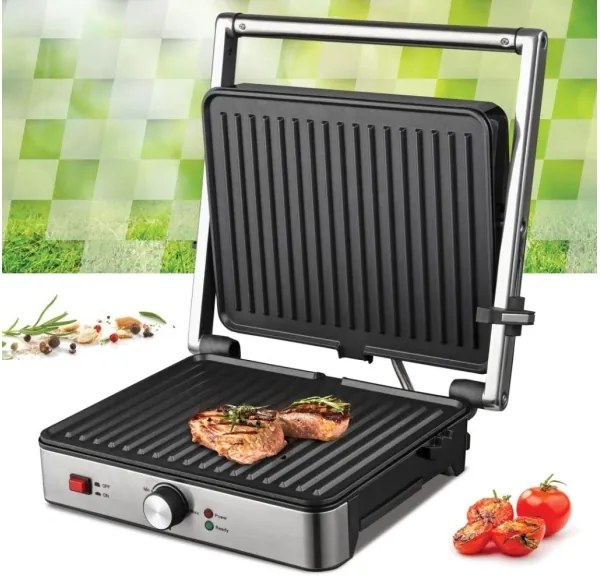 Heinner HEG-K2000SS - Kontaktgrill 2000W/230V matt króm/fekete