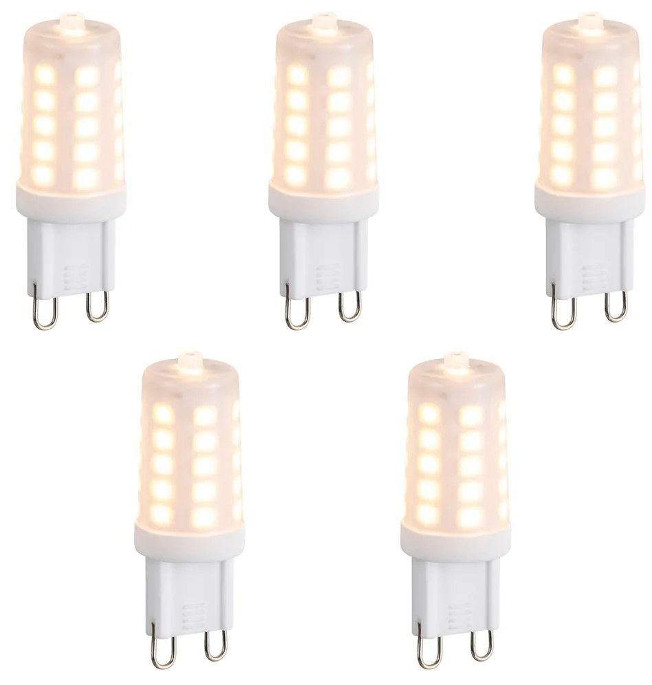5 darabos G9 szabályozható LED izzó szett, opál, 3W 250 lm 2200K