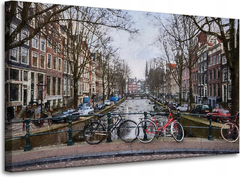 Vászonkép Kerékpárok az Amszterdam hídon 100x60 cm Ideális ajándék