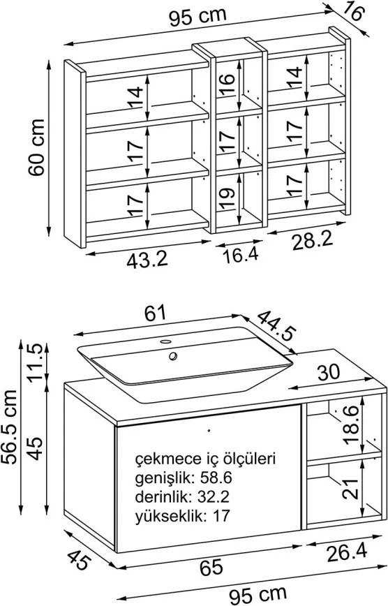 Mosdószekrény, 95 cm – TR283VLN1262