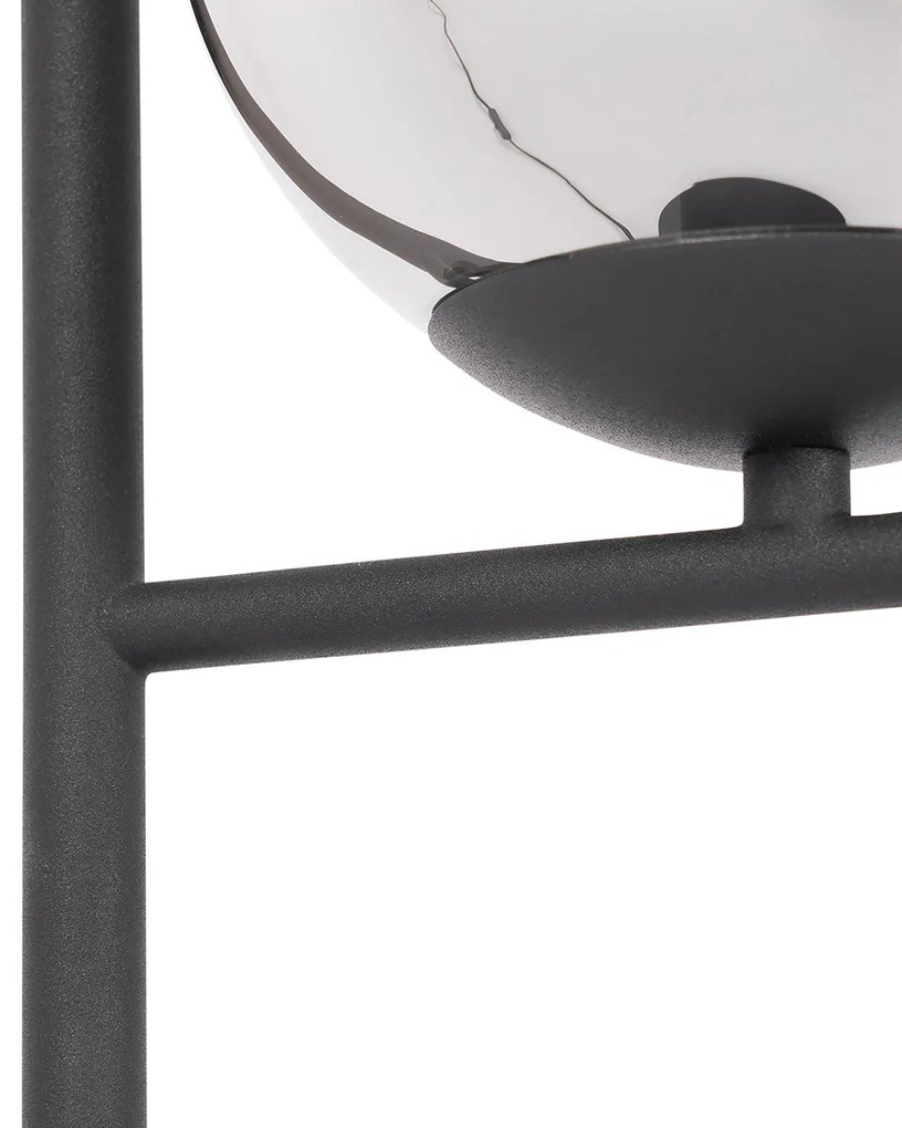 Art Deco asztali lámpa fekete és füstüveggel - Flore