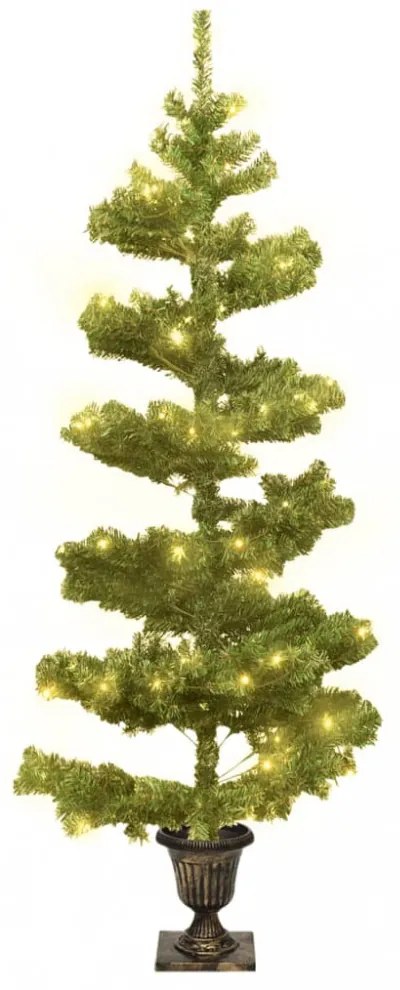 zöld PVC kivilágított kacskaringós karácsonyfa kaspóval 120 cm