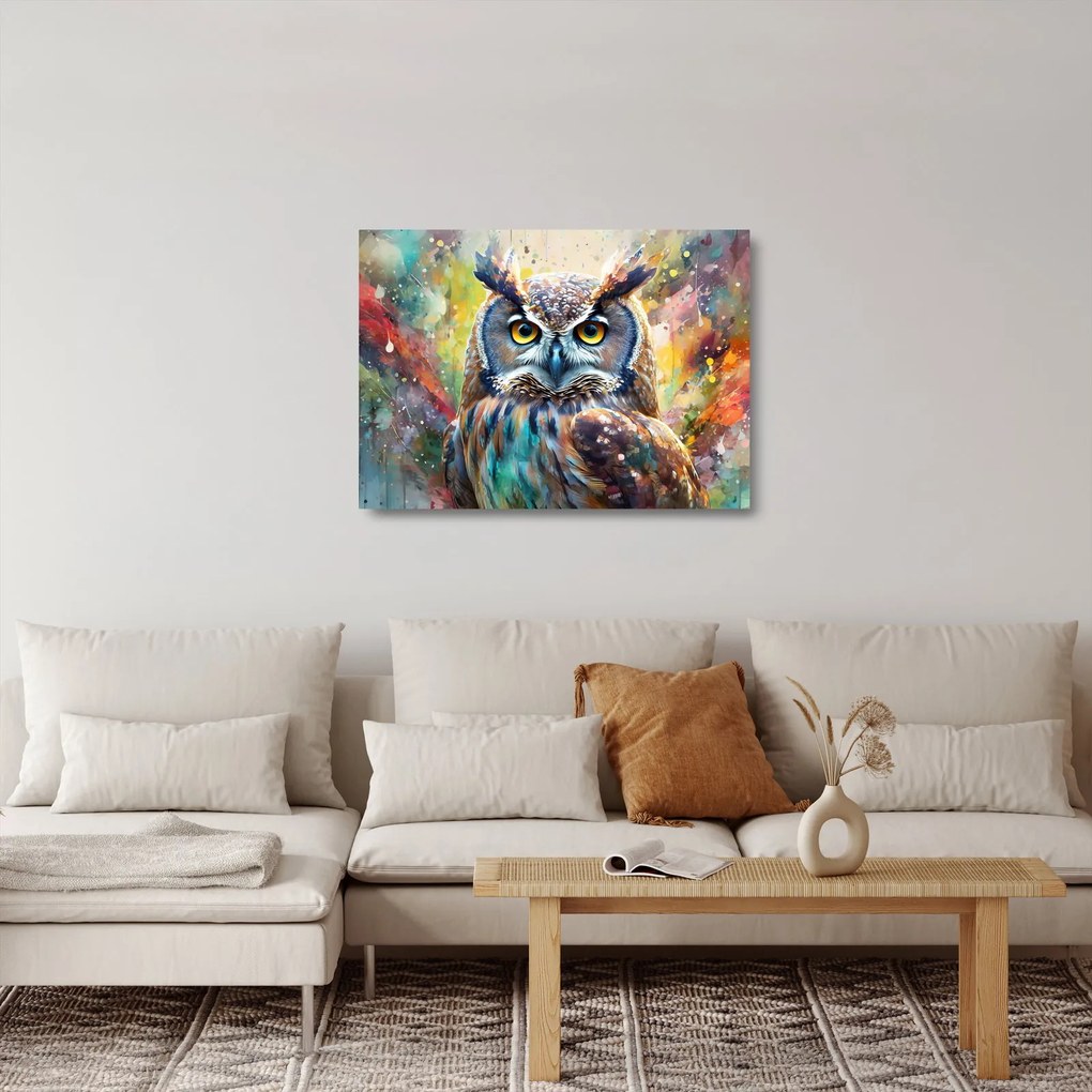 Üveg kép - Egy bagoly festménye (70x50 cm)