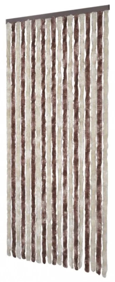 bézs és világosbarna zsenília rovarfüggöny 90 x 220 cm