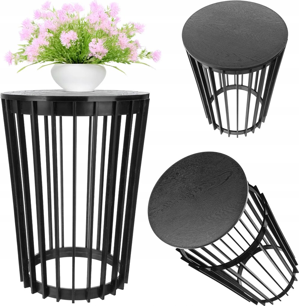 Virágágyás Álló Virágtartó Állvány Loft Kétoldalas Fekete Polc Asztallap 54 cm