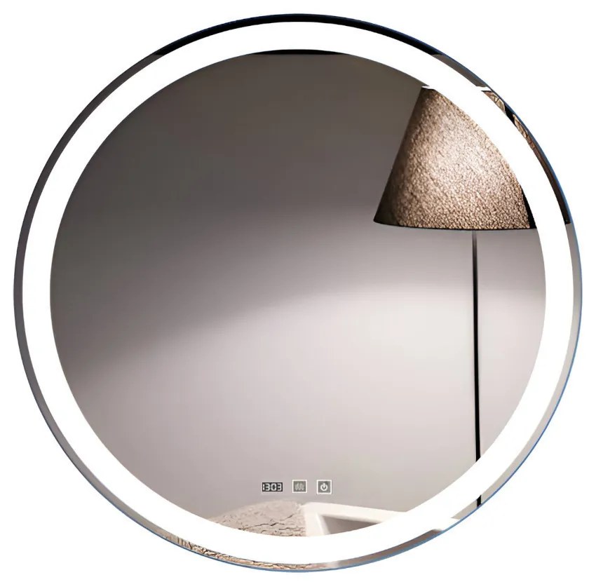 Viva AURA fürdőszoba tükör - érintőkapcsolós - páramenetesítős - órával - LED - KEREK - átmérő 60cm