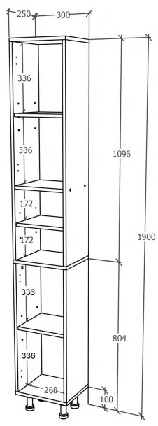Lucia Fürdőszobai magasszekrény MDF előlappal, védőbevonattal Fehér