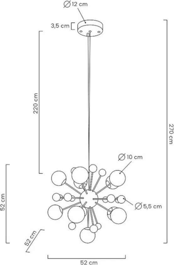 King Home AURELIA MSE010100252 Függőlámpa 11x40W/G4 IP20
