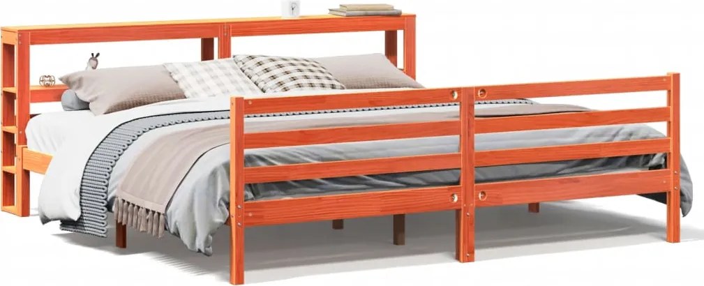 vidaXL viaszbarna tömör fenyőfa ágy matrac nélkül 180 x 200 cm