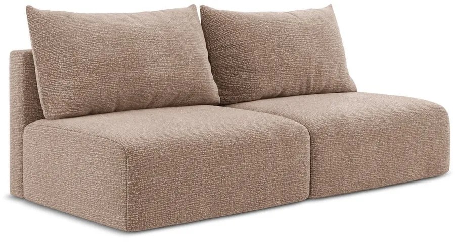 Világosbarna kinyitható-tárolóhelyes kanapé 216 cm Kalena – Makamii