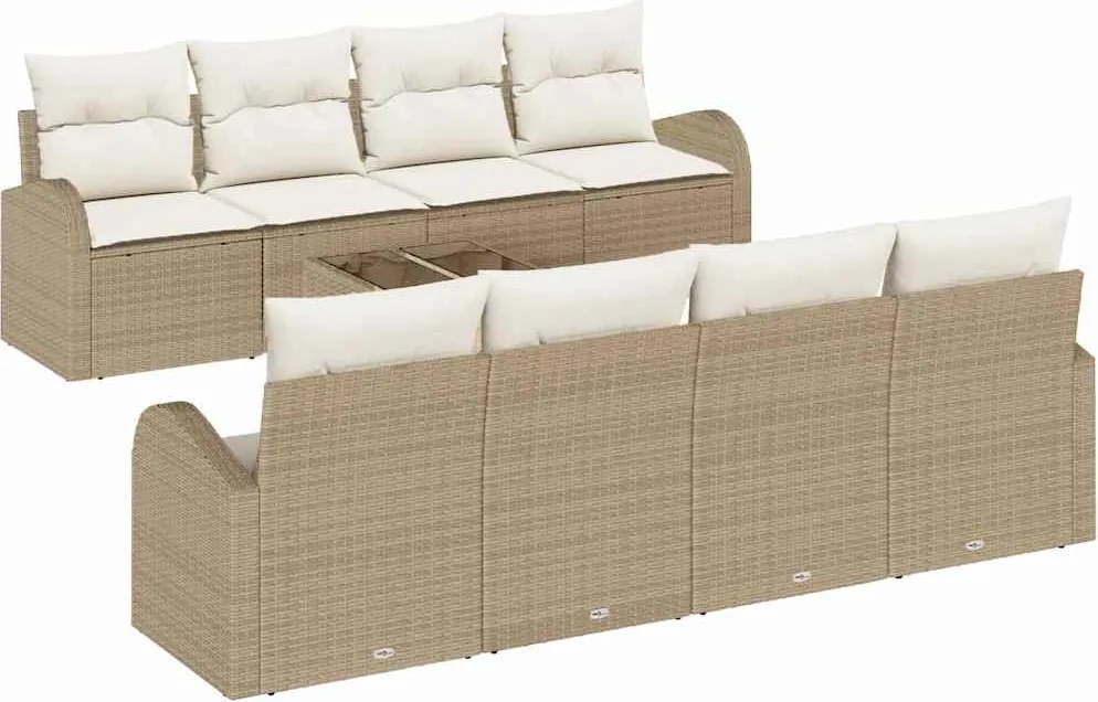 vidaXL Kerti Kanapé Szett Bézs 55 x 55 x 37 cm polirattan