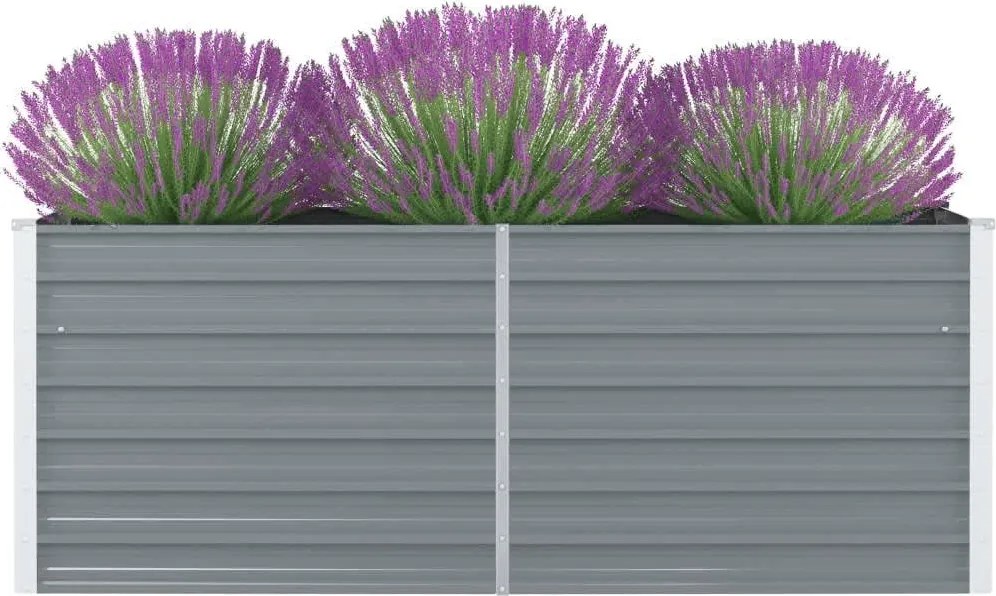 vidaXL szürke horganyzott acél kerti magaságyás 160 x 80 x 45 cm