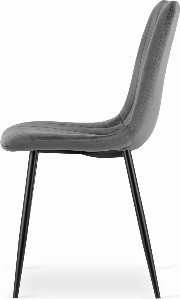 Szürke étkezőszék LAVA bársony fekete lábakkal