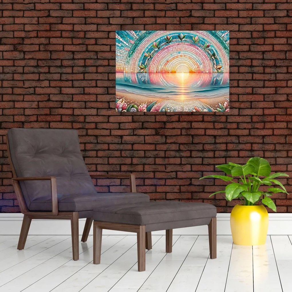 Üveg kép – Naplemente mozaik (70x50 cm)