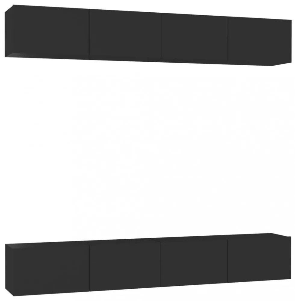 4 db fekete szerelt fa TV-szekrény 100 x 30 x 30 cm