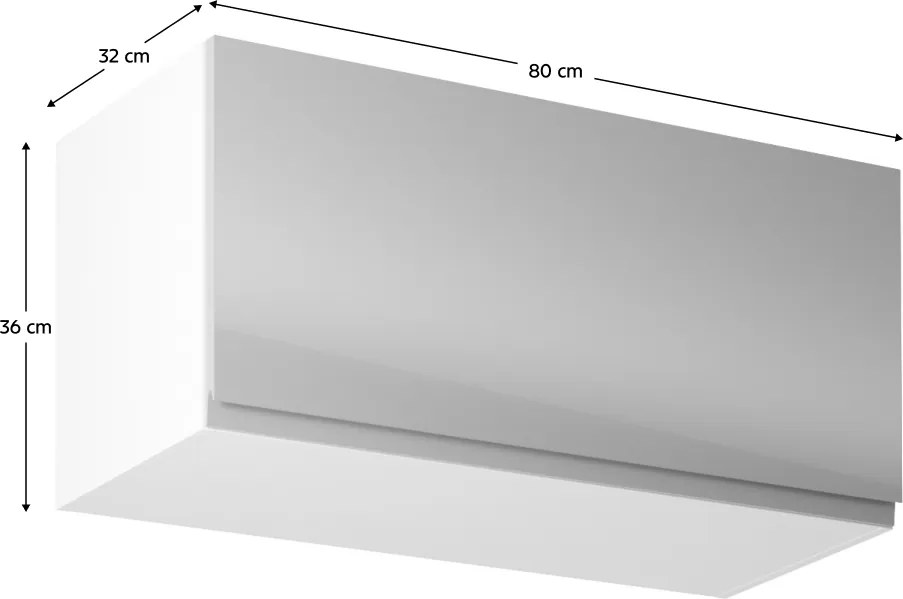 Felsőszekrény, fehér/szürke extra magasfényű, AURORA G80K