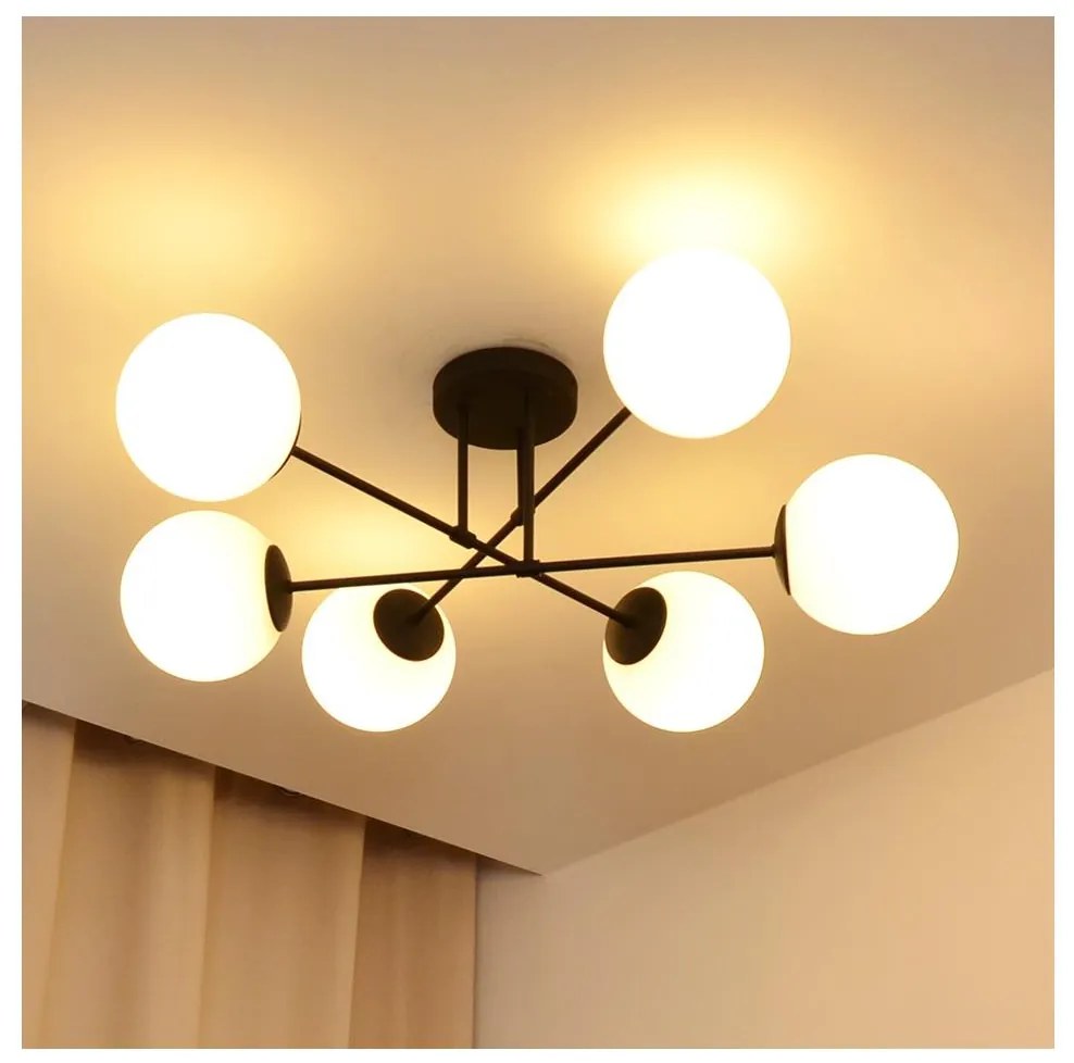 Felületre szerelhető csillár MOON 6xE27/15W/230V fekete