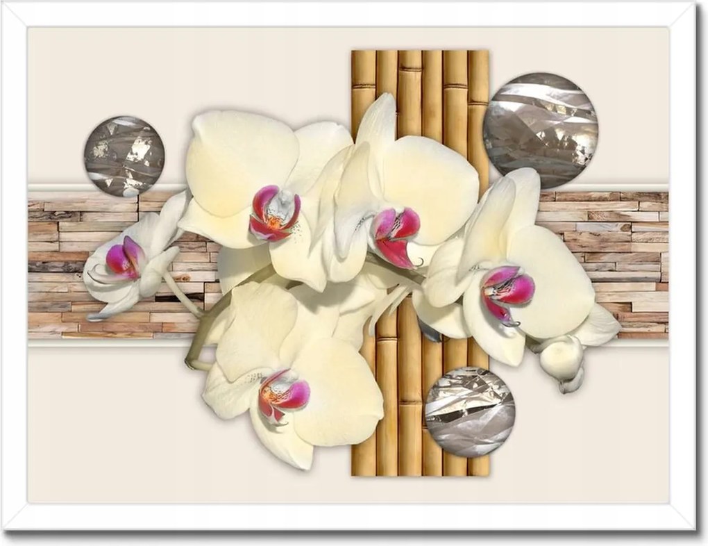 Poszterek keretben 40x30 Virágmintás bambusz