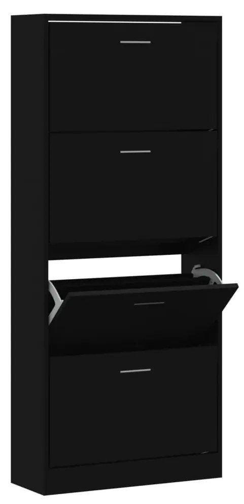 fekete szerelt fa cipősszekrény 63x24x147 cm