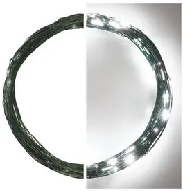 LED karácsonyi nano fényfüzér, zöld, 7,5 m, kültéri és beltéri, hideg fehér, időzítő