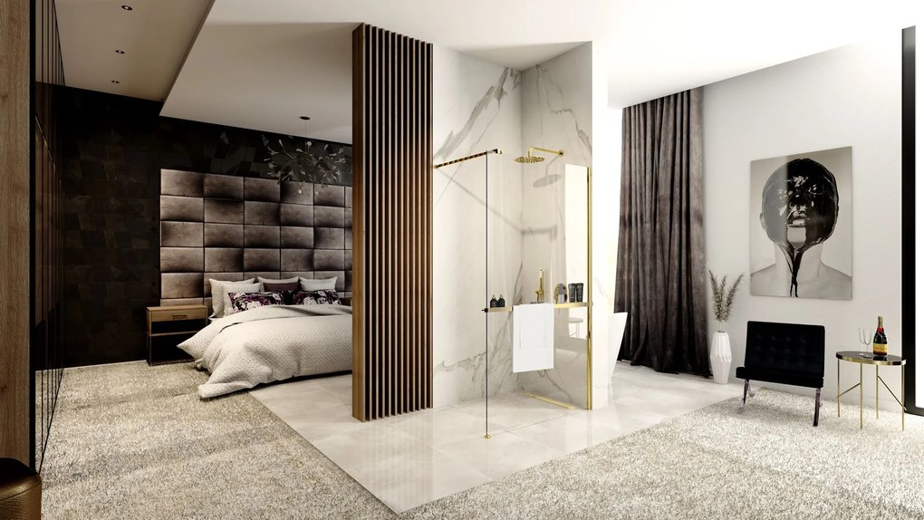 Zuhanyfal Rea Aero Gold N 90 Walk In + EVO