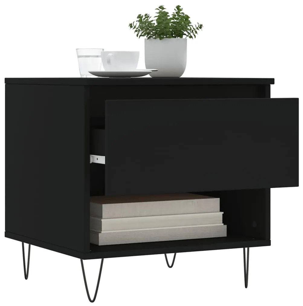 2 db fekete szerelt fa dohányzóasztal 50 x 46 x 50 cm