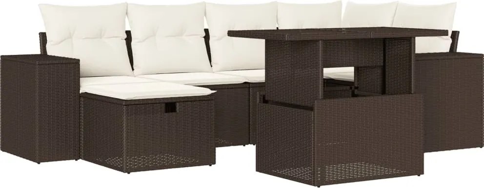 vidaXL 7 részes barna polyrattan kerti ülőgarnitúra párnákkal
